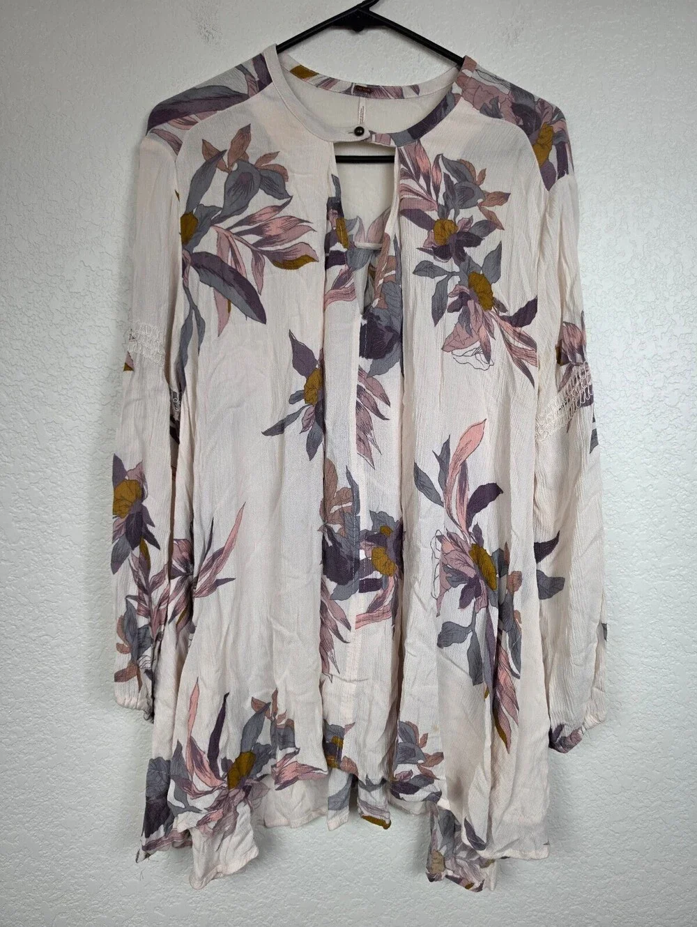 Free People Pink Floral Open Front Kimono